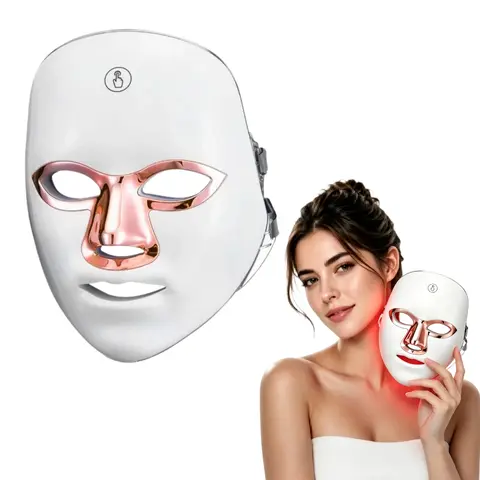 7-Color LED Rechargeable Anti-Aging Facial Mask - USB-Charged Low-Fuss Self-Care Skincare Tool for Daily Use, Supports Skin Repair, Smooth Skin & Glowing At-Home Spa Results
