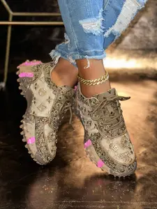 Fashion Breathable Dad Shoes Women Trendy Walking Sneakers Spring New 2026, Mesh Sequined Casual Sporty Design, Trendy Streetwear Sneakers
