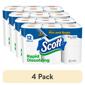 (4 pack) Scott Rapid-Dissolving Toilet Paper for RVs & Boats, 12 Double Rolls