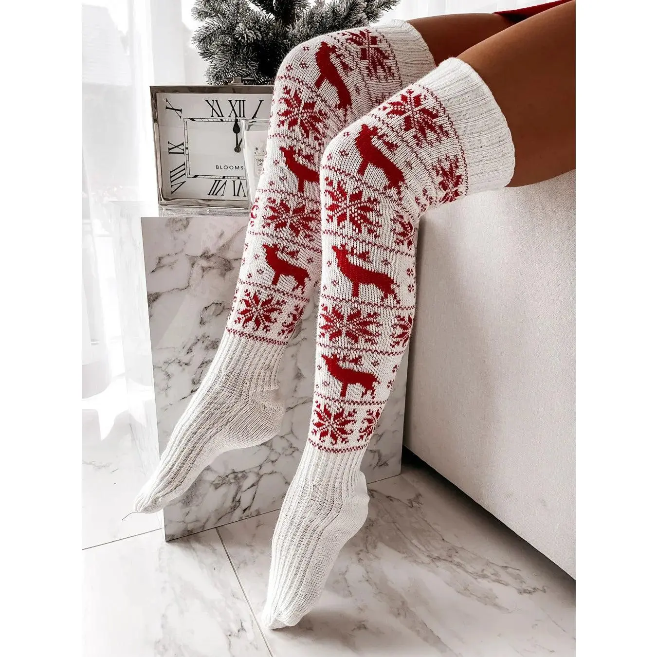 Christmas Knee Stockings Snowflake