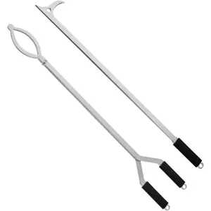 40" Stainless Steel Fire Log Tongs Firewood Grabber and Fire  Set,Large Fire Pit Tool Outdoor/Indoor Bonfire Campfire Backyard Deck Camping Log Grabber Safely Moves Firewood