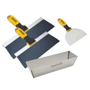 Blue Steel Taping Knives set with Mud Pan Tapetech Blue Steel Taping Knives set with Mud Pan Tapetech