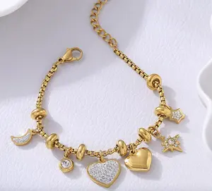 Waterproof Heart Charm Bracelets For Women Gifts for Her Mother's Day