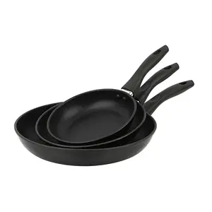 3-Piece Nonstick Aluminum Skillet Set, Black Finish Set of 3