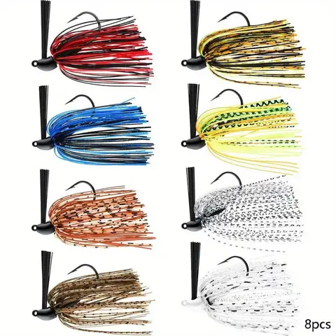 8counts fishing lure set for fresh and saltwater, mixed colors of buzzbaits and spinnerbaits, 10g surface lures Artificial fishing lure Topwater Fishing Lure for bass, trout and pike, Fishing Tackle, Fishing Lure Kit, Fishing Gear, Fishing Stuff