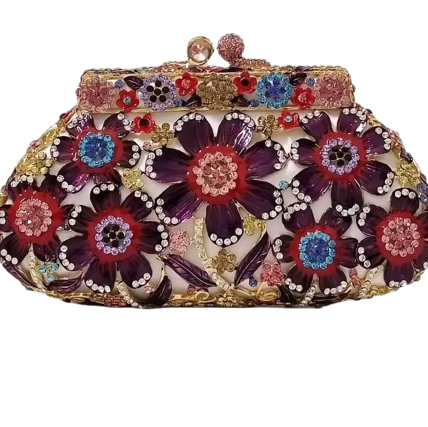 Fancy Vintage Flower Rhinestone Clutch