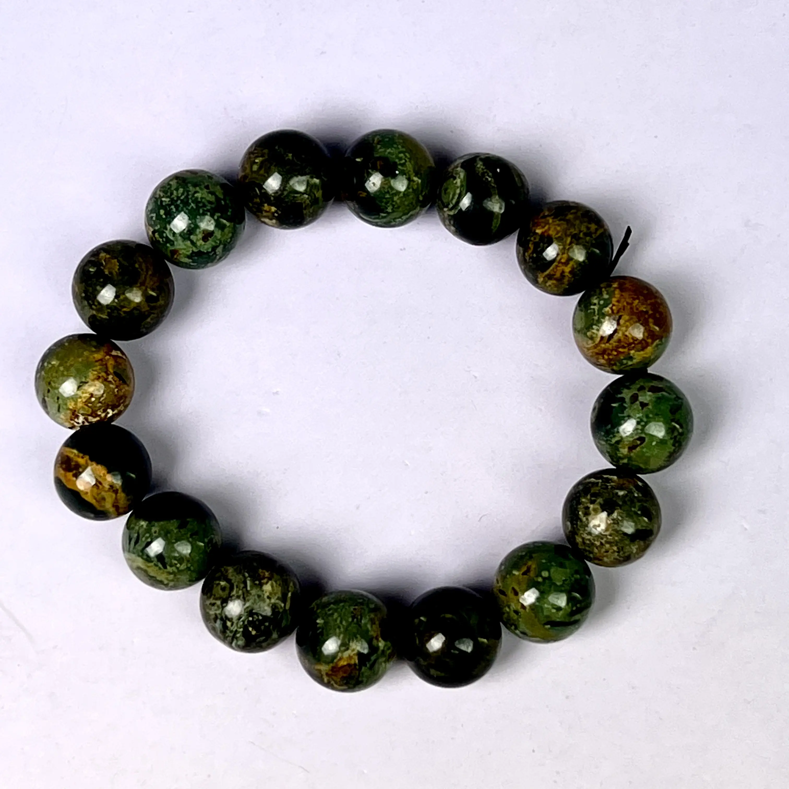 Kambaba   Jasper Bead Bracelet - 10mm Round Beads, Handcrafted, Natural Stone, Ideal for Daily Wear, Elegant Design, Perfect for Gifts