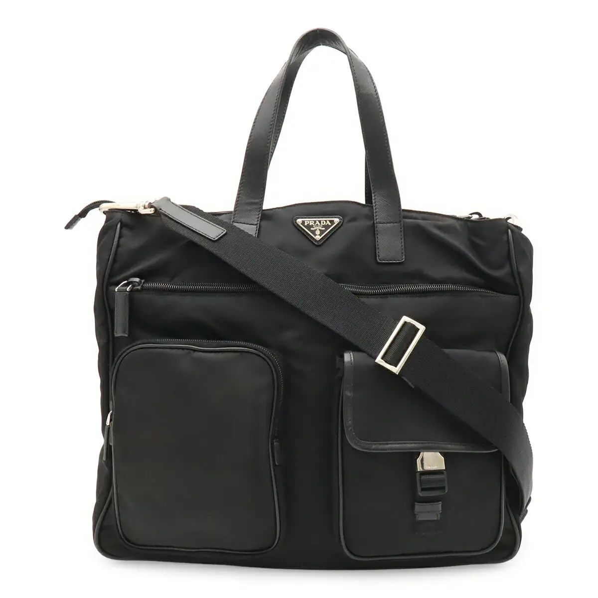 Pre-owned PRADA Nylon Tote Bags Leather 2way Briefcase