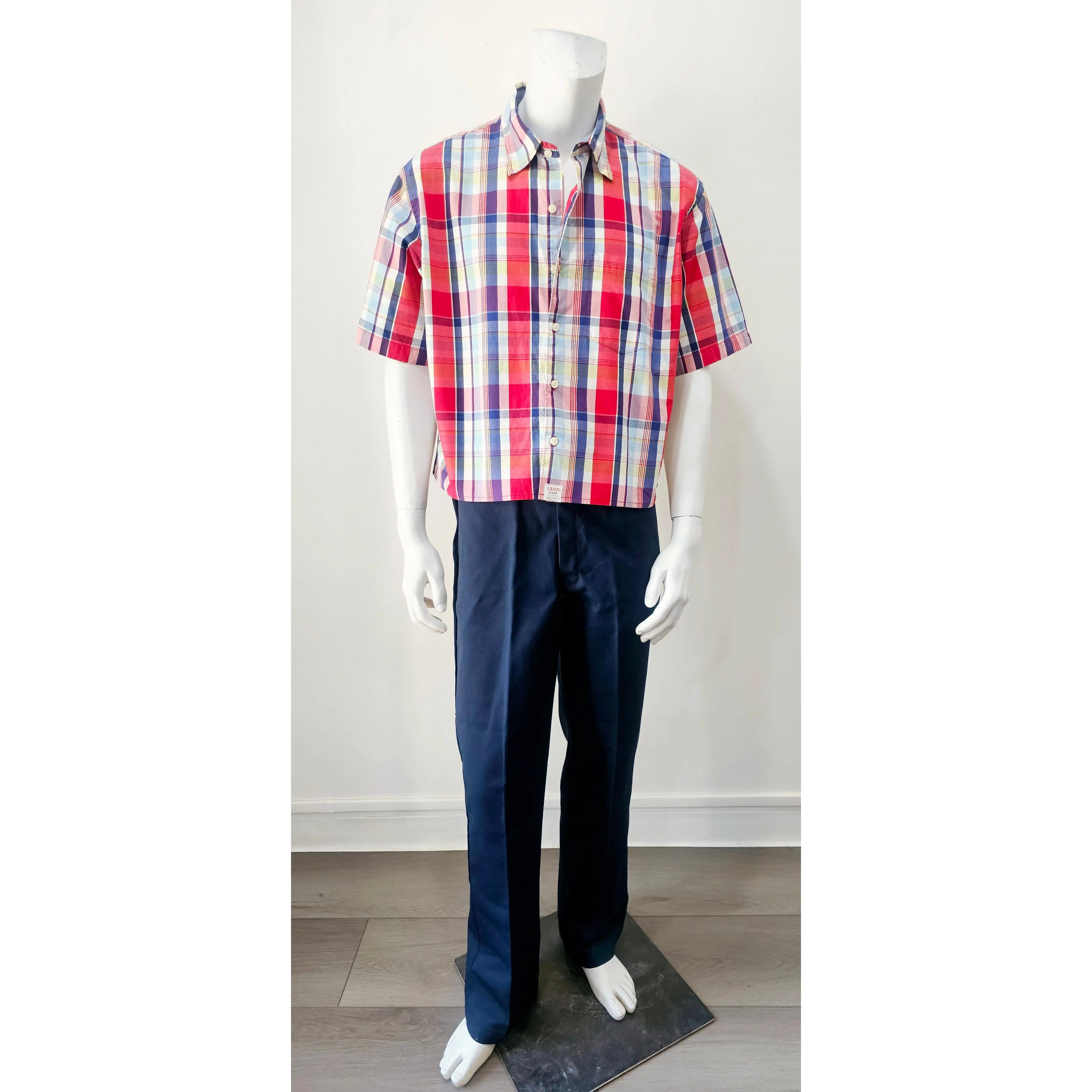Vintage 90s/00s Izod Madras Button Front Men's Shirt