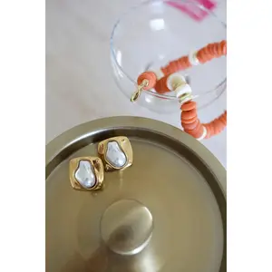 Abstract Gold & Pearl Studs