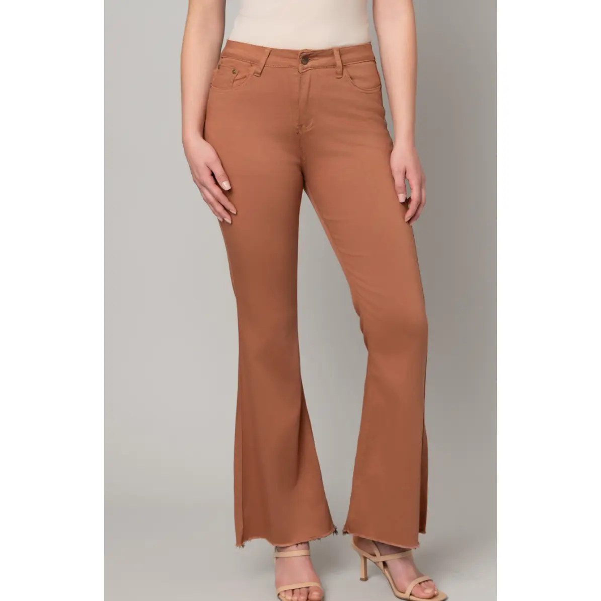 Brwown Frayed Jeans