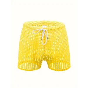 Men's Breathable Mesh Boxer Shorts - White, Loose Fit High-Stretch Nylon & Spandex Blend, Adjustable Drawstring Waistband, Semi-Transparent Design for Comfortable Home & Casual Wear, Leisure Clothing, Stylish Undergarment, Stretchy Material