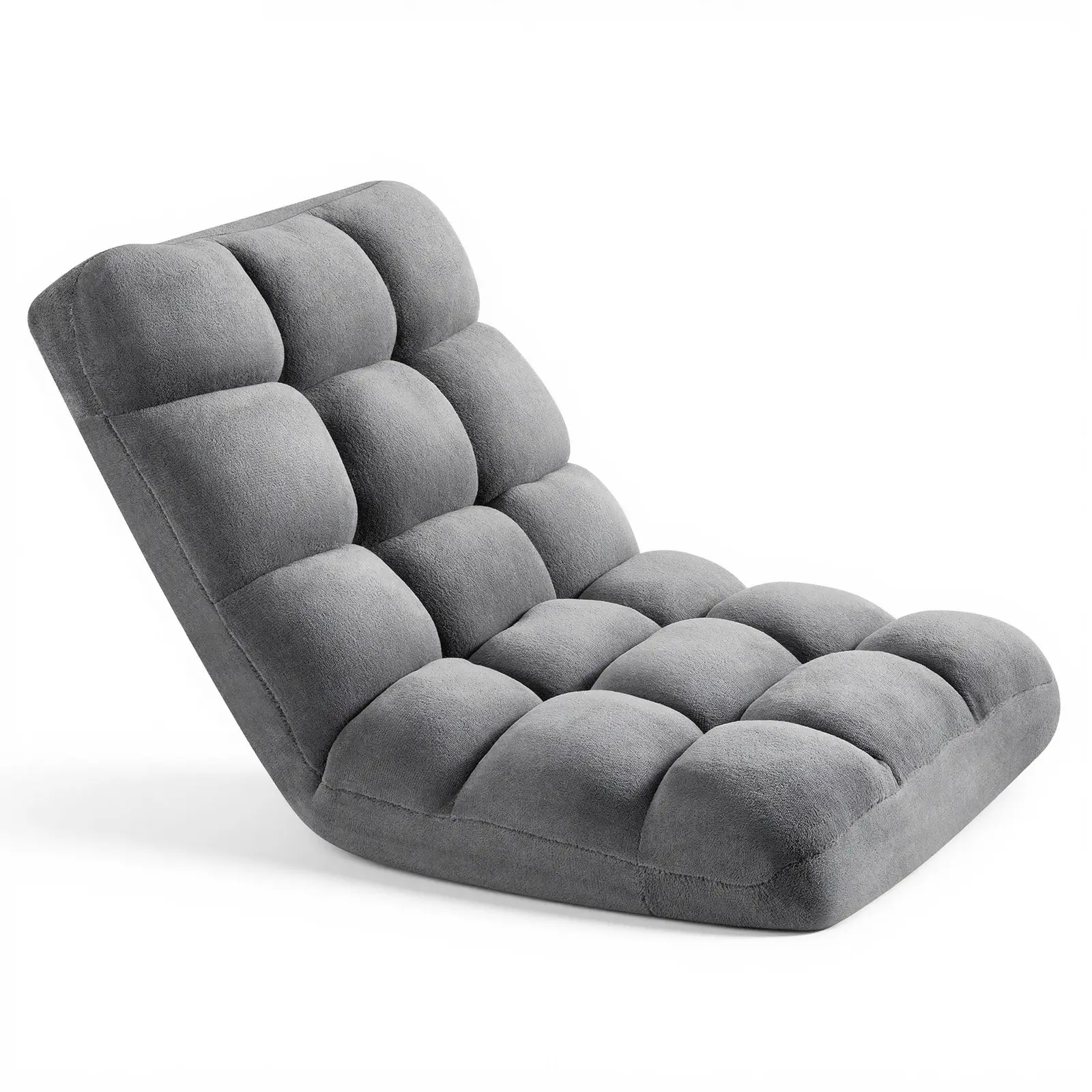 VEVOR Backrest Convertible Foam Multi-Motion Folding Floor Chair, 14 Adjustable Positions with Back Support, Sturdy Metal Frame, Recycled Foam & Coral Fleece Surface, for Reading & Relaxing, Gray, Backrest Folding Chairs, Convertible Folding Chairs