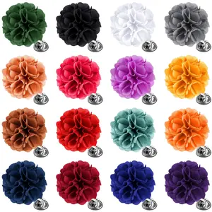 16 Pcs Lapel Flowers for Men Suits Flower Lapel Pins for Men Brooch Pins Handmade Satin Boutonniere