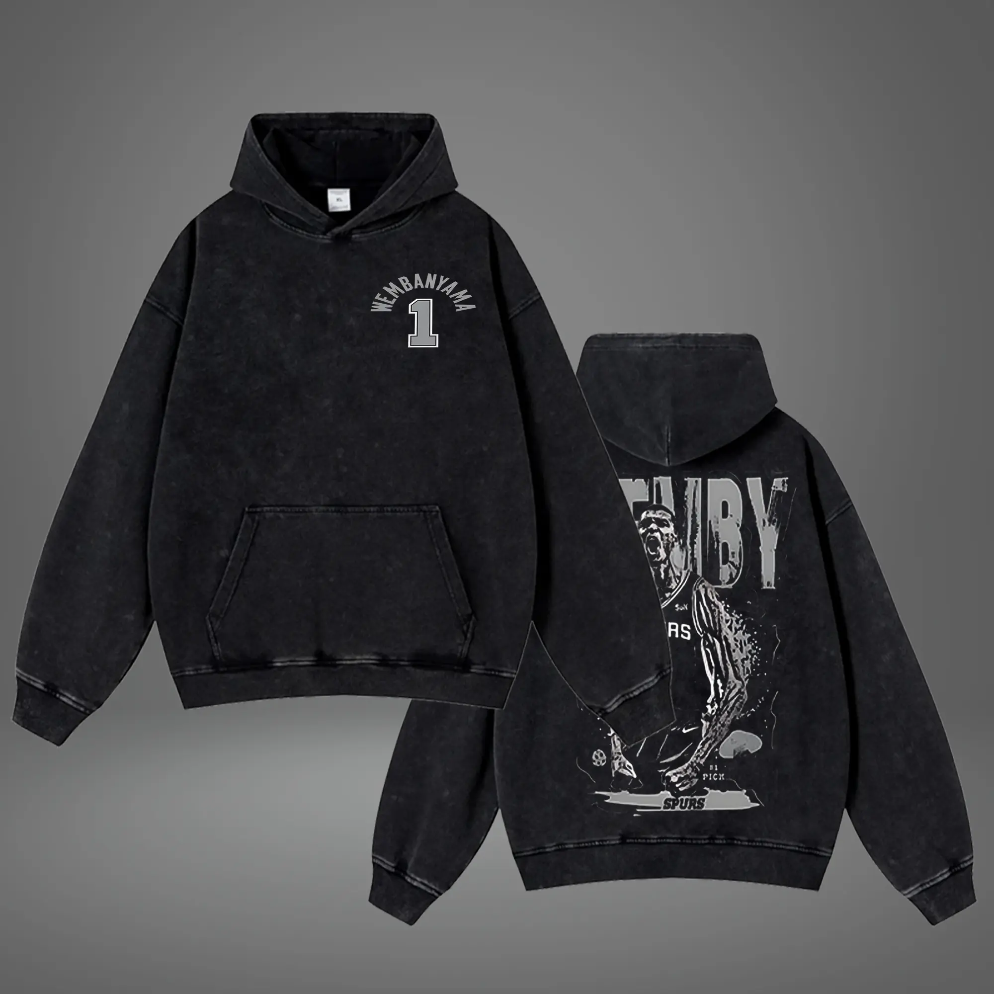 Vintage Acid Washed Hoodie Victor 