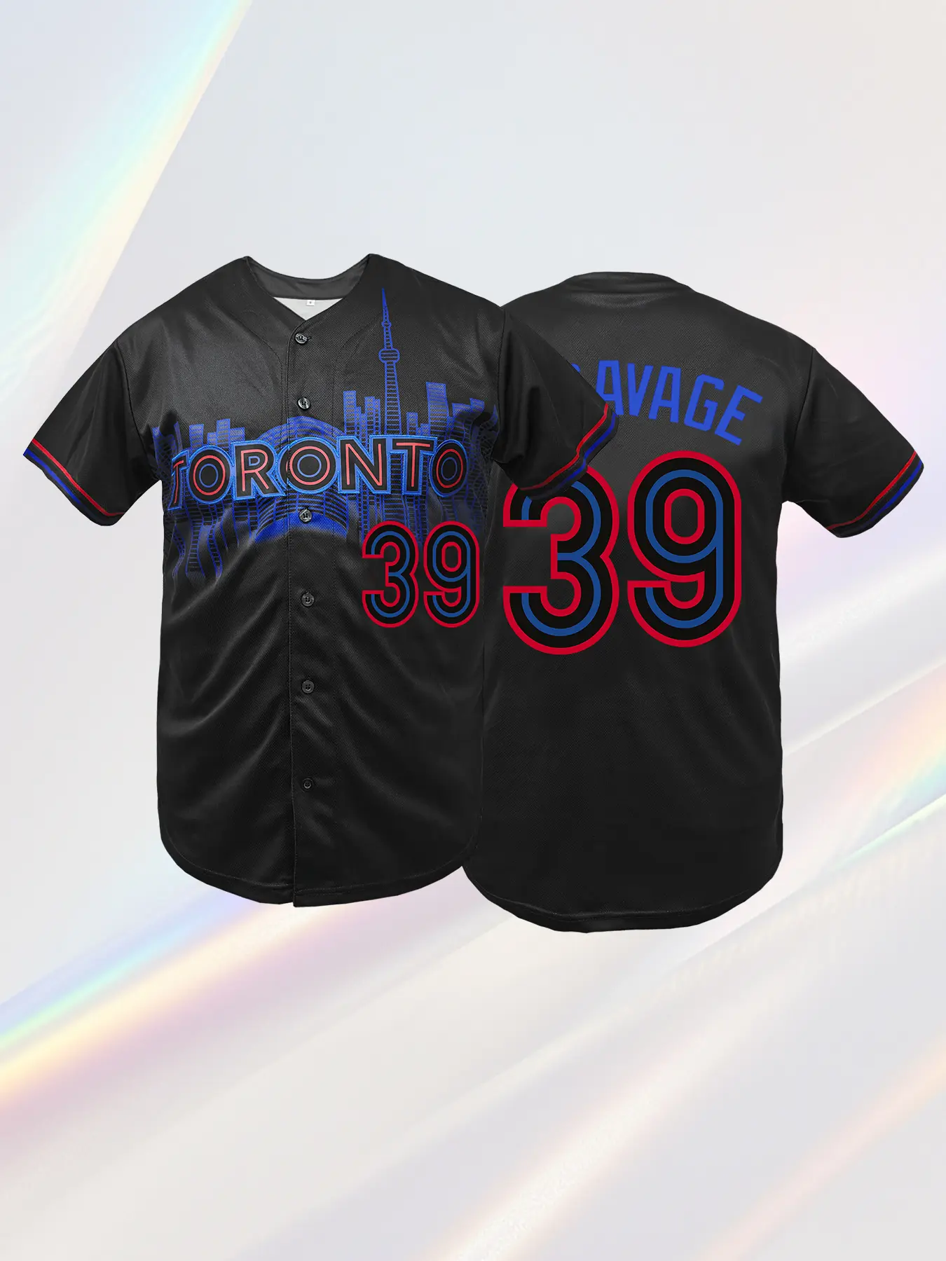 Men's #39 TORONTO Embroidered Baseball Jersey, Breathable Stitched Baseball Shirt, V Neck Pullover, Loose Fit Short Sleeve Top Ideal for Training & Casual Outdoor Activities, All-Season Sports Wear