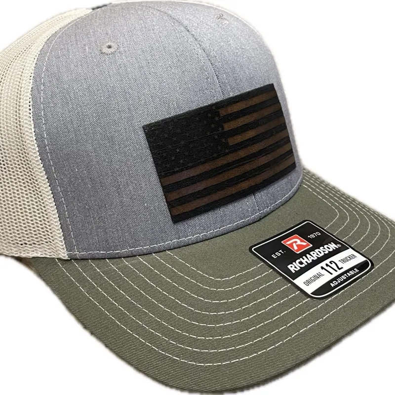 Richardson 112 SnapBack Trucker Hat with American Flag Patch - Authentic - Select your color.
