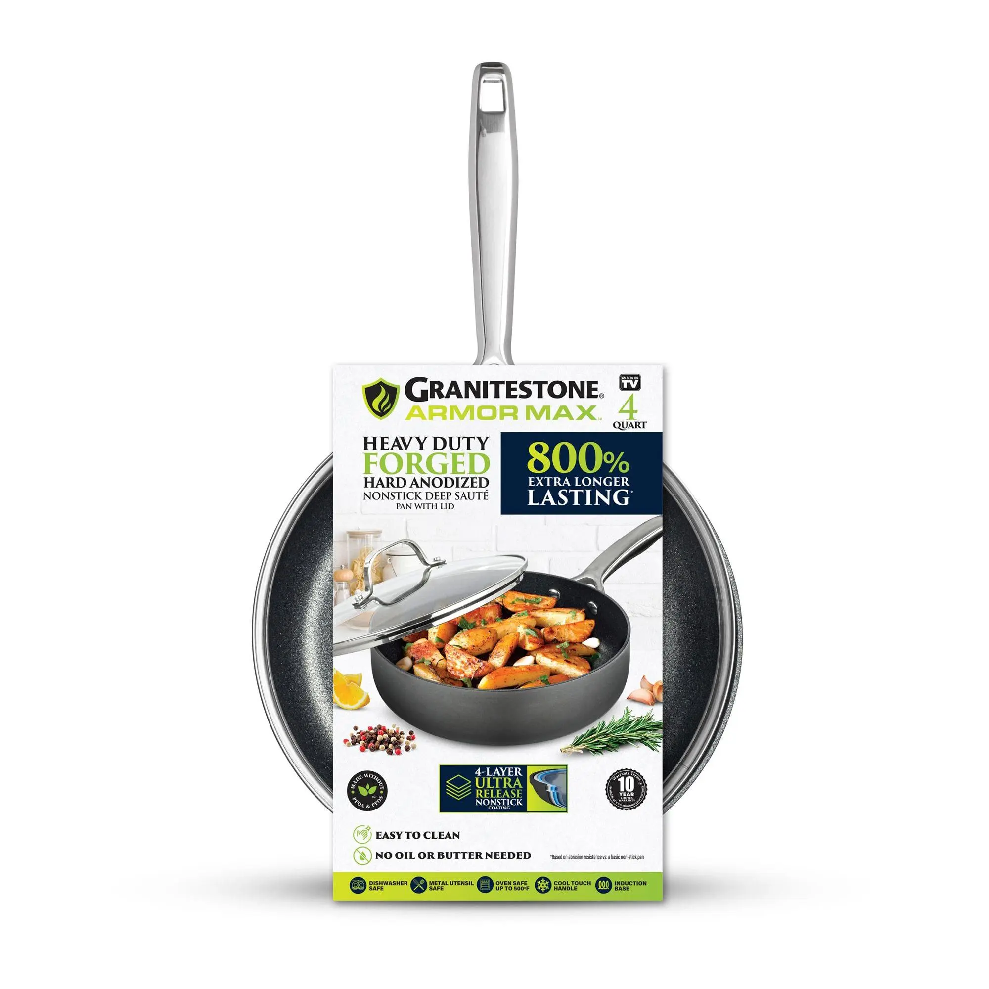 Granitestone Armor Max 4 Quart Hard Anodized Deep Saute Pan