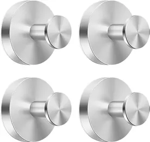 Suction Cup Hooks for Shower 4 Pack, Stainless Steel No Drill Removable Waterproof Rustproof Vacuum Suction Wreath Hanger for Front Door, Powerful Suction Hooks for Bathroom Kitchen Glass Window Mirror Tile to Hang Towels Robes Loofah organizer