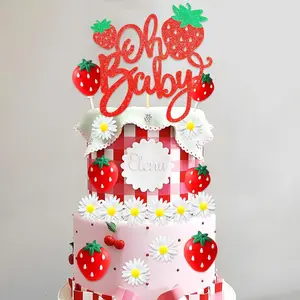 Berry Oh Baby Cake Topper Daisy Flower Sweet Strawberry Baby Shower Decoration Party Supplies Berry Sweet Baby Is On The Way Decor