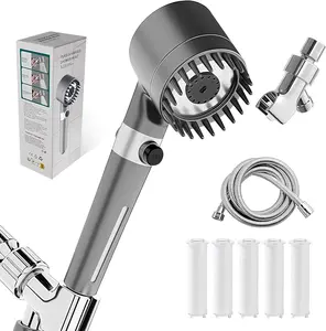Filtered Shower Head with Handheld, High Pressure 4 Spray Showerhead with 4 Filters & Upgraded Anti-clog Nozzles for Hard Water -Remove Chlorine, Reduce Dry Itchy Skin -ON/OFF Switch for Pet Bath