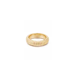 Ettika Ribbed Flex Ring 750/18K Gold Plated Rhodium Plated Brass Elegant Design Smooth Finish Hinge Opening Closure Size 7 Ideal for Everyday Wear
