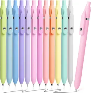 12-Piece Premium Gel Pen Set Black Ink Smooth Writing Pastel Soft-Barrel Pens for School Office Journaling Notes Planners Everyday Writing