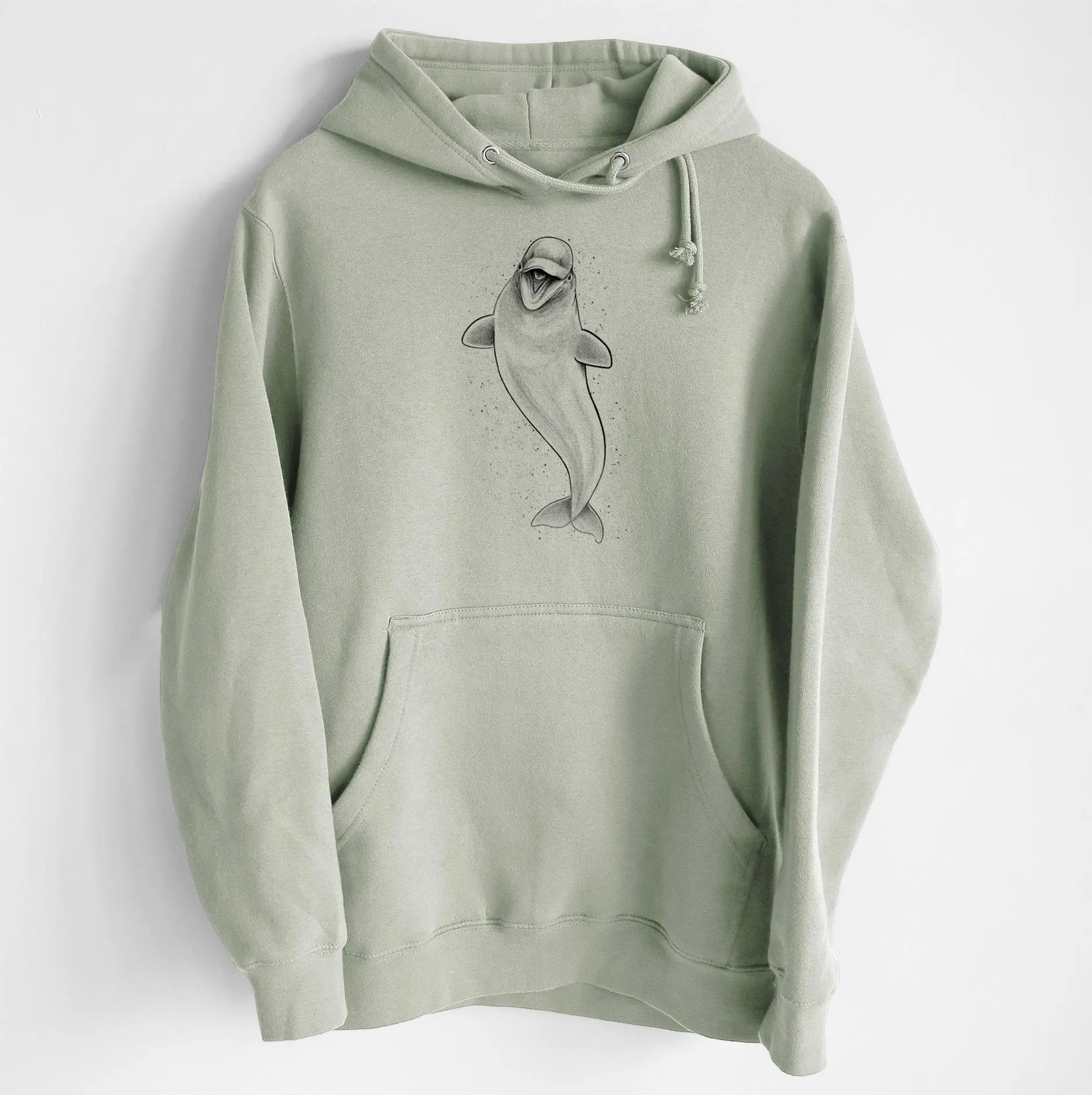 Happy Beluga Whale - Delphinapterus leucas - Heavyweight Fleece Hoodie