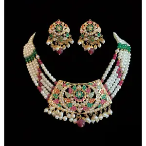 NS180 Ava short necklace set in Navratan ( READY TO SHIP )