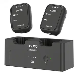 LEKATO MS-40 Wireless in Ear Monitor System Transmitter Charging Box +2 Receiver 2.4GHz Audio Wireless Transmitter Receiver Rechargeable