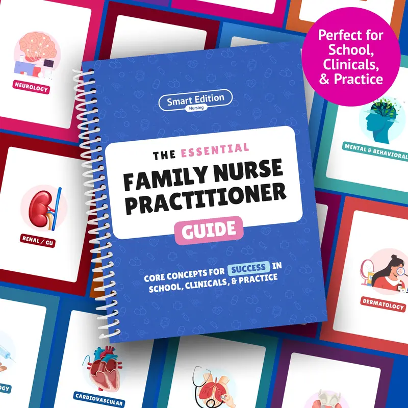 346-Page Customizable Essential Family Nurse Practitioner Paper Book - Practical & Essential Clinical Guide, Organized Desk Reference with Sticker Tabs for Student Patient Care, Diagnoses, Cardiovascular Needs, Fast System Scans, Clinics