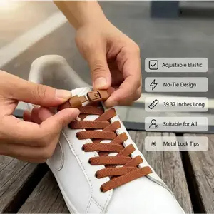 No-Tie Shoelaces Set – Adjustable Elastic Shoe Laces with Metal Lock Tips for Men & Women