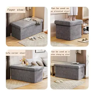 Multi-Functional Foldable Storage Bench, Portable Sofa Shoe Changing Stool, Fabric Toy Snack Storage Footrest, Living Room Bedroom Organizer