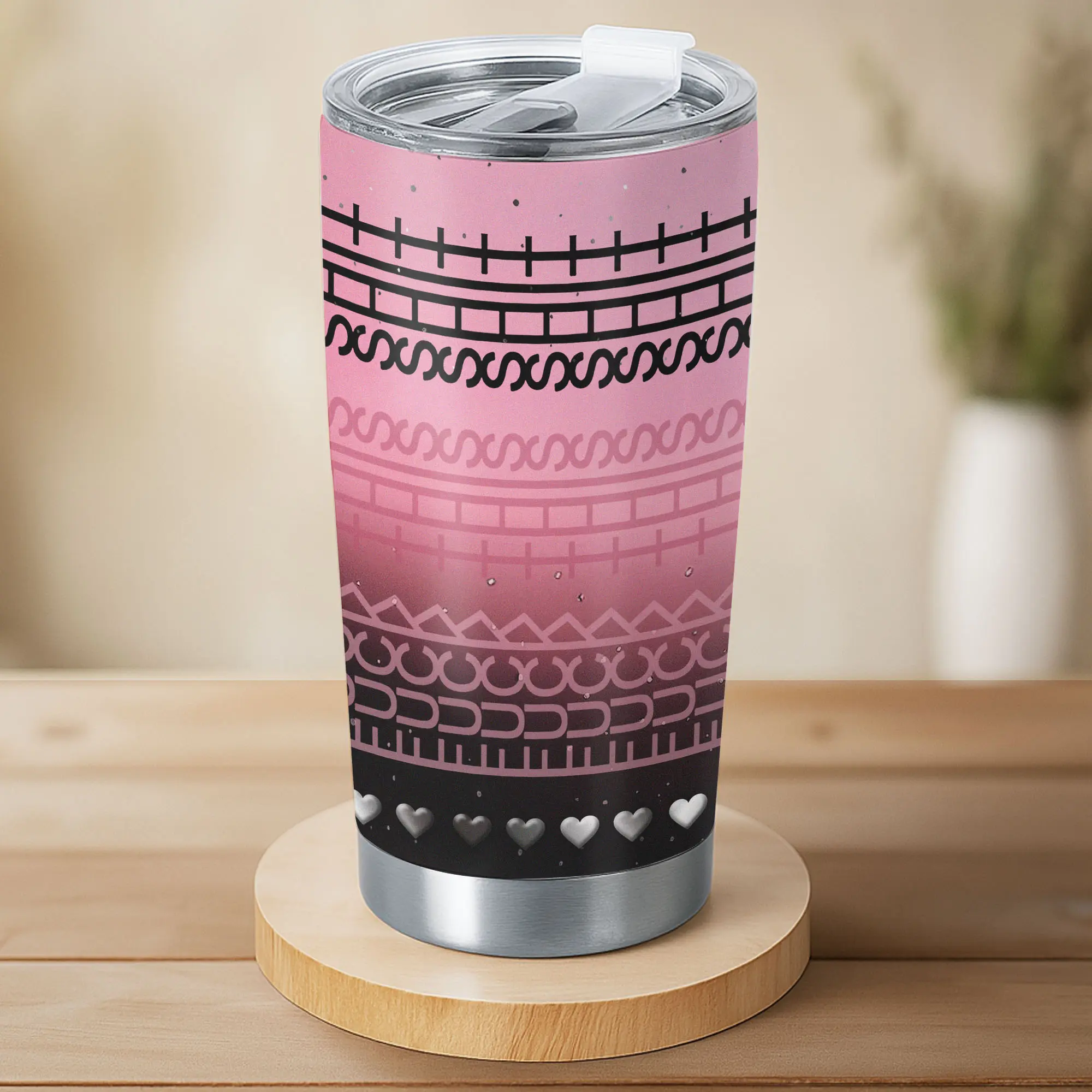 Sweet Mood Shop 20oz Vacuum Insulated Tumbler - Black Pink Hidden Message Flask, Stylish Pink Ombre 500-1000ml Insulated Travel Drinkware, Funny Secret Attitude Gift for Adults' Work