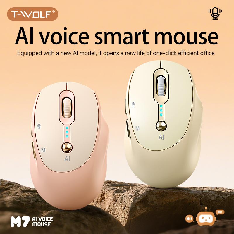 AI Voice Smart Mouse with New AI Model for Efficient Office Use One-Click Operation in Pink & White Ideal for Modern Office Tasks