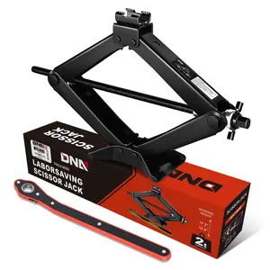 DNA Motoring Universal 2 Ton (4409 LBs) Scissor Lift Jack + Ratchet Wrench Wheels Tyre Lift Repair Tools Black
