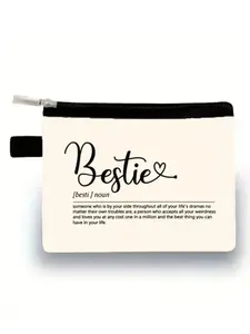 Bestie Friendship Zipper Coin Purse, Casual Print Storage Bag, Perfect Gift for Best Friends, Daily Use, All Seasons