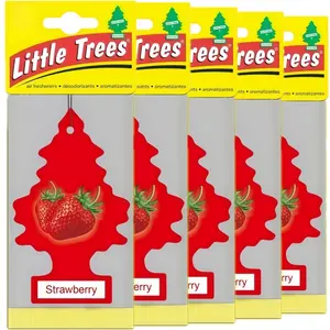5pcs Little Trees Air Freshener Car Hanging Decor, Car Scents, Long-Lasting Fragrance for Cars & Homes, Strawberry Scented Tree Ornaments