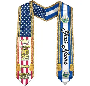 Salvadorans Graduation Sash, Custom Salvadorans American Flag Graduation Sash 2025, El Salvador Graduation Stole