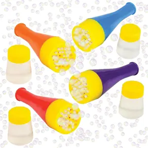 Mini Blizzard Bubble Blower Set by - Set of 4 Bubble Blasters with 4 Bottles of Bubble Mixture - Vibrant Assortment of Color - Non-Toxic Plastic - Fun Summer Toys for Boys and Girls
