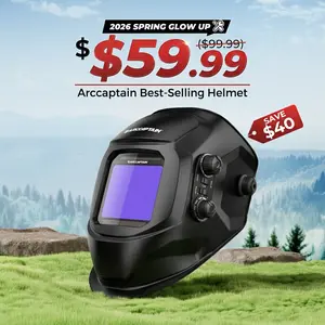 ARCCAPTAIN Auto Darkening Welding Helmet with 4 Arc Sensors, True Color Viewing Screen, DIN4-16 Protection, Clear Welding Lens , Solar Powered, Lightweight & Comfortable Welding Mask for Men/Dad - Welding Helmet, Gift Idea
