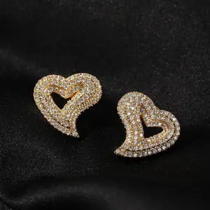 [ICE HUE]18K Gold Vacuum Plated Copper with 5A+ Sri Lanka Zircon Loving Heart Bohemia Earrings Miami Italy Mexico & Micro Inspired for Women & Men Luxury Jewelry,Daily Wear,Casual Gift Hip Hop, Style