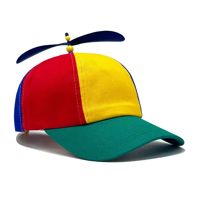 Funky Propeller Top Baseball Cap with Rainbow Spinner, Adjustable 1 Size Unisex Hat for Parties & Outdoor UV Prevention, Party Wear, Breathable, One Size