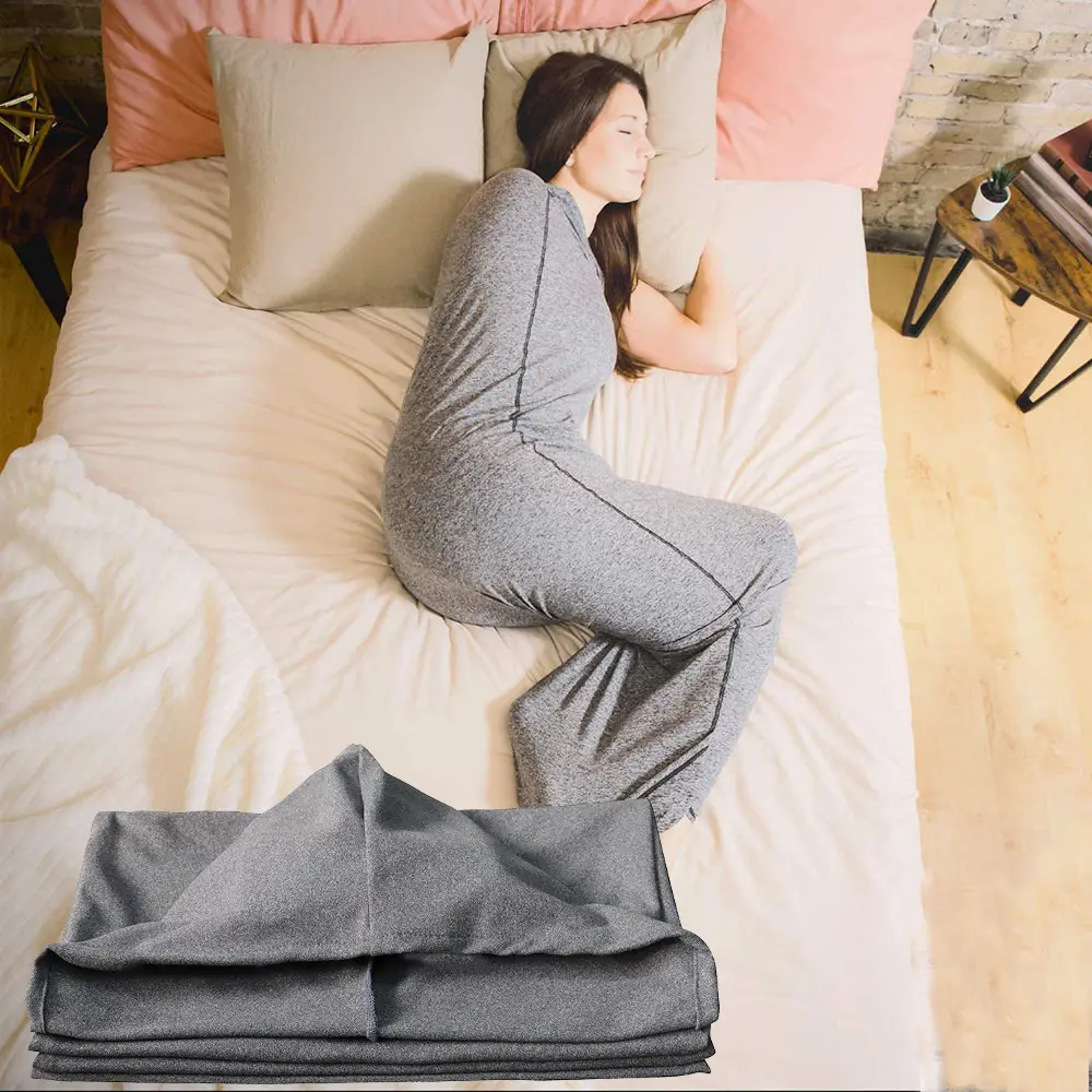 Adult Outdoor Camping Hooded Wearable Throw Blanket - Stretchy Knit, Soft Cozy Wrap, All-Seasons Sleep Sack, Machine Washable, with Free Cooling Eye Mask for Office Nap