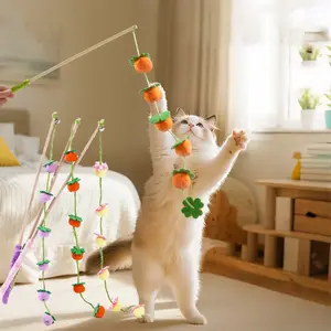 Interactive Ribbon Cat Toy Wand | Fun Fruit Design | Durable Satin Ribbon | Stimulating Play for Kittens & Cats