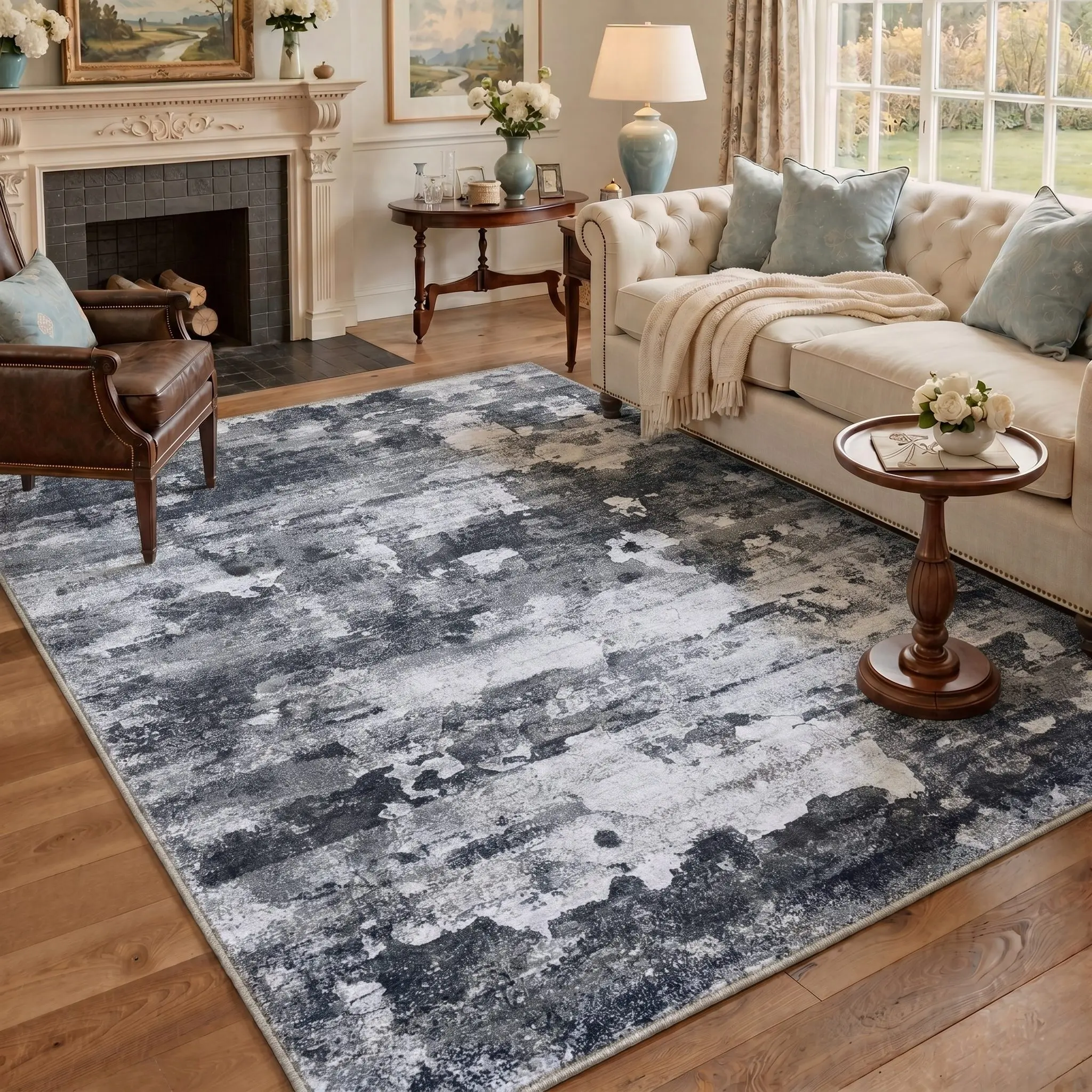 【Back To School】GENIMO Area Carpet Non Slip Machine Washable Pet Friendly Soft Floor Rug for Living Room Bedroom Kitchen Hallway Decor Indoor Living Spaces,ARA017-VELVET ECHO