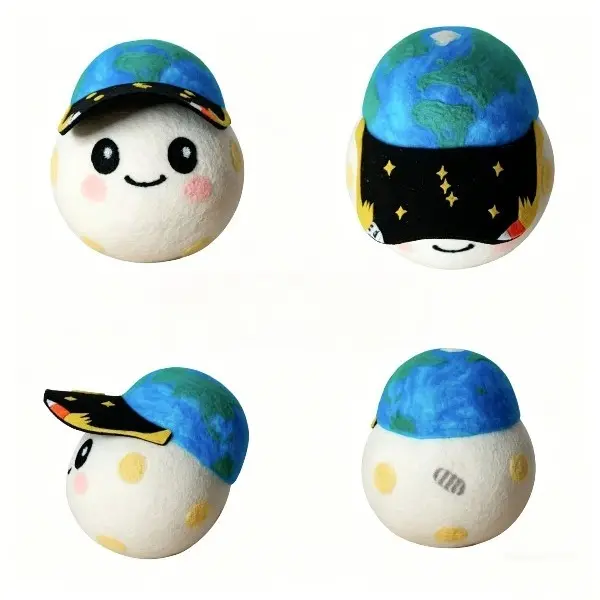 Earth-Moon Planet Dolls, Kawaii Ball-Shaped Fluffy Stuffed Toys, Unisex Names Space-Themed Soft Plushies, Cute Earth Moon Planet Decor for Space Themed Bedroom, Gift for Kids Fans