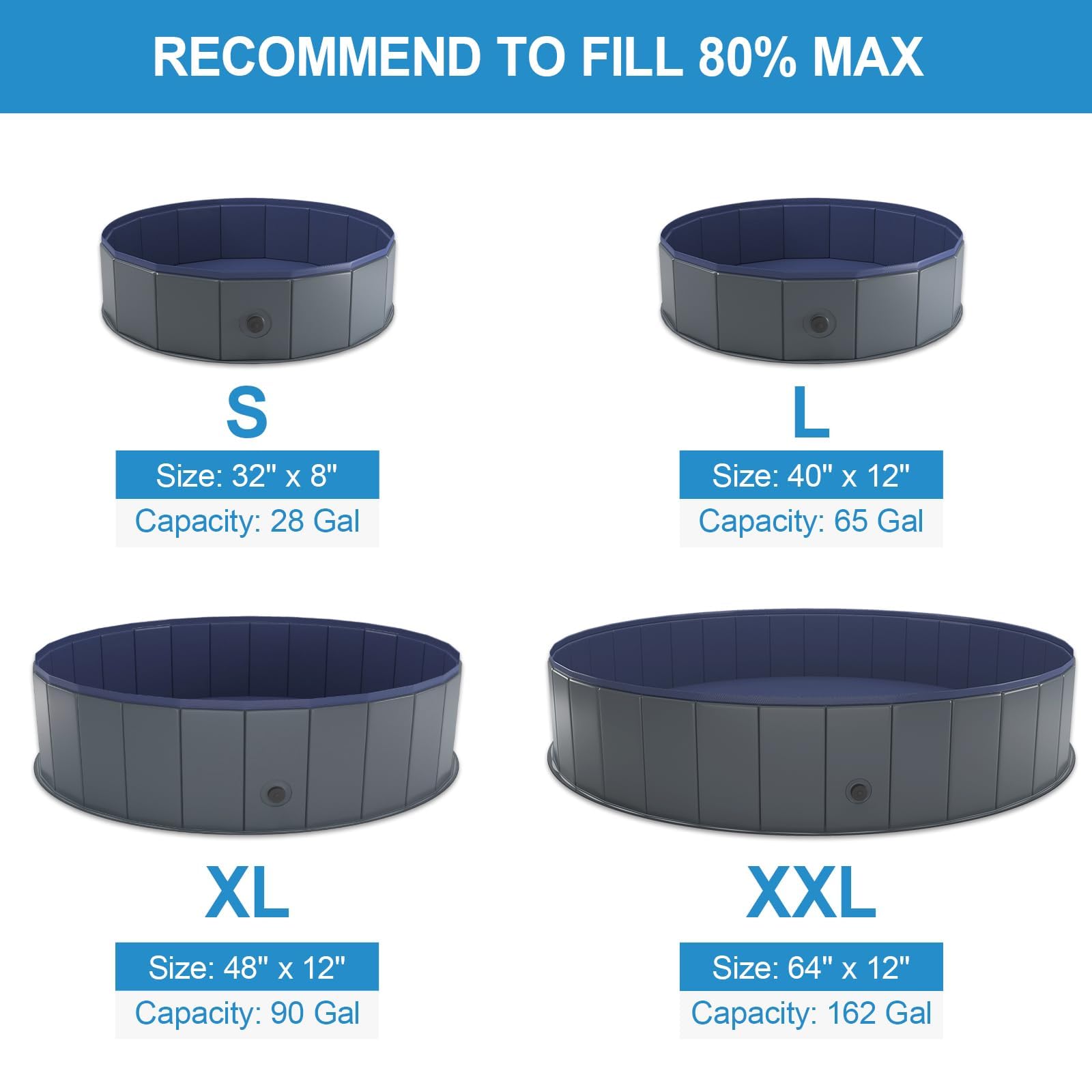 Foldable Dog Pool — Collapsible Hard Plastic Pet Bath Tub for Dogs & Cats, Portable Indoor & Outdoor Wading Pool summerwins