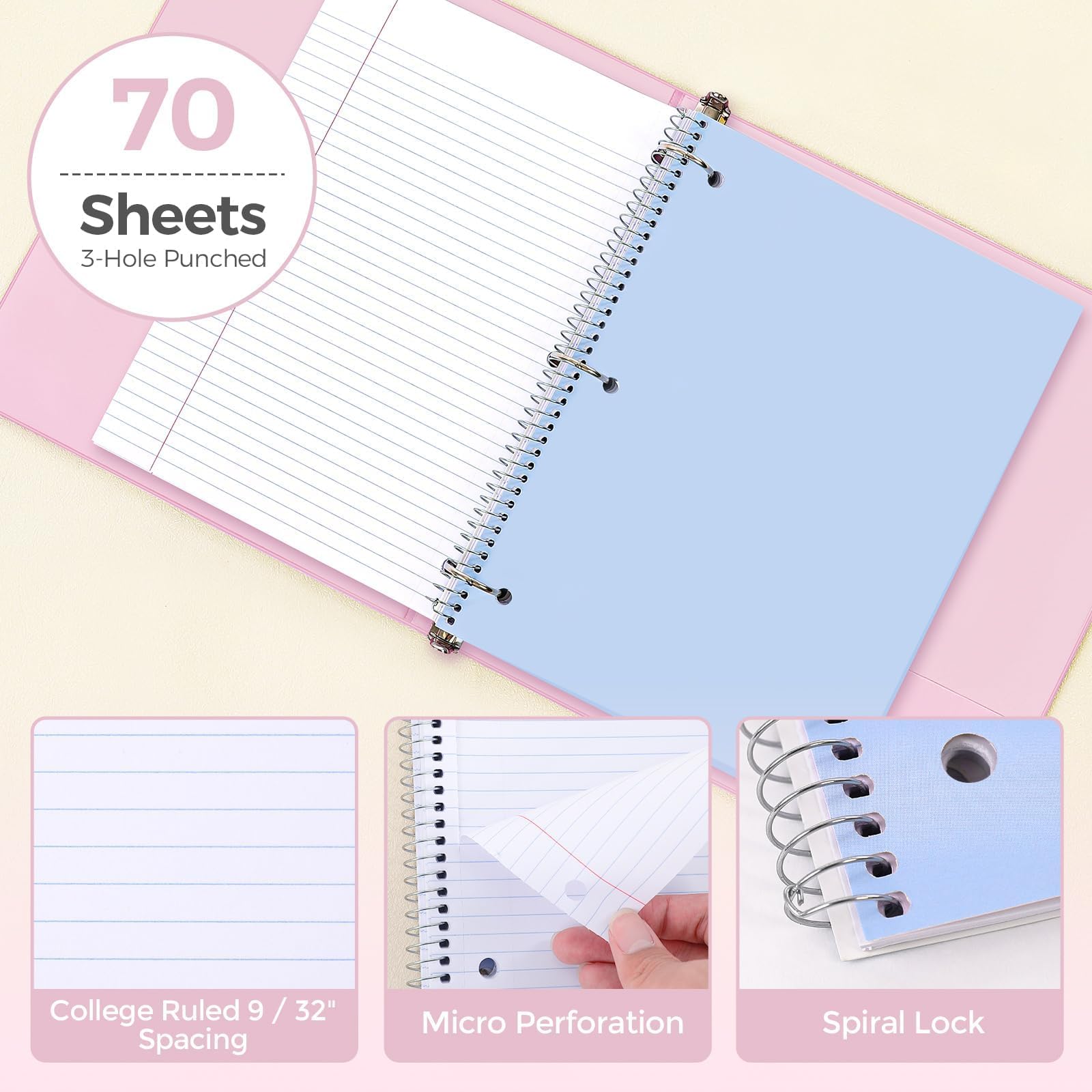 SKYDUE Aesthetic School Supplies Bundle - 1" Binder, 2 File Folders, 3 Notebooks, 8 Dividers, Pencil Pouch - Classroom Supplies, Office Study Materials for Back to School Essentials,back to school haul,college school supplies,back to school shopping