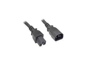 Nippon Labs 14 AWG. Black Color C15 / C14 Power Cord, SJT, 15A, 3 ft. IEC-60320-C15 to IEC-60320-C14 Black Power Cable